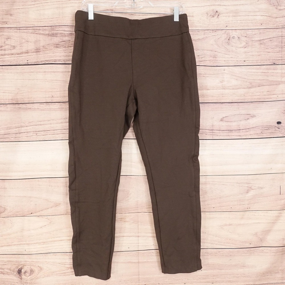Express Pants Womens L Brown Ponte Slim Ankle Dress Pants Pull On Stretch Casual